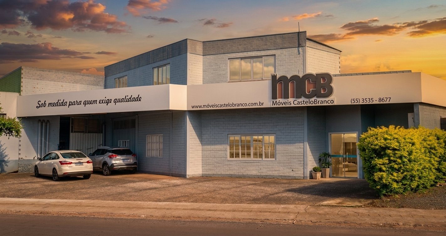 Fachada da fábrica da Móveis Castelo Branco em Três de Maio/RS